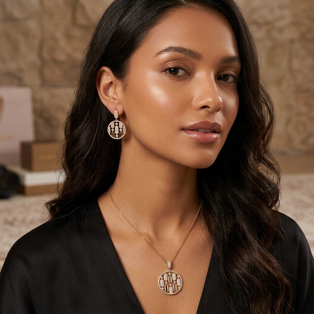 سلسال وحلق ذهبي SS019 - صورة 2