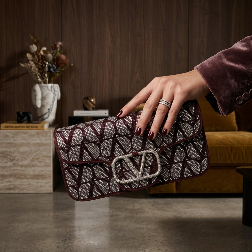 شنطة يد كبيرة سهرة عنابي VAL - صورة 2