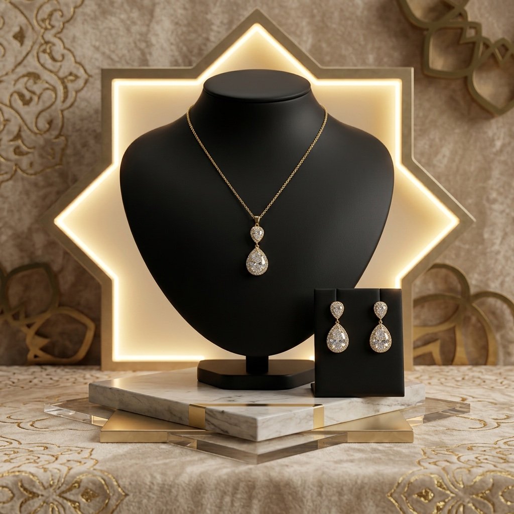 سلسال وحلق ذهبي SS004 - صورة 1