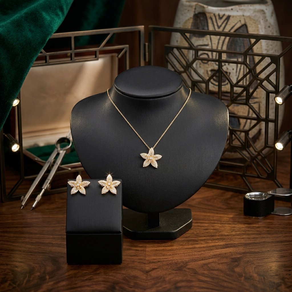 سلسال وحلق ذهبي SS014 - صورة 2