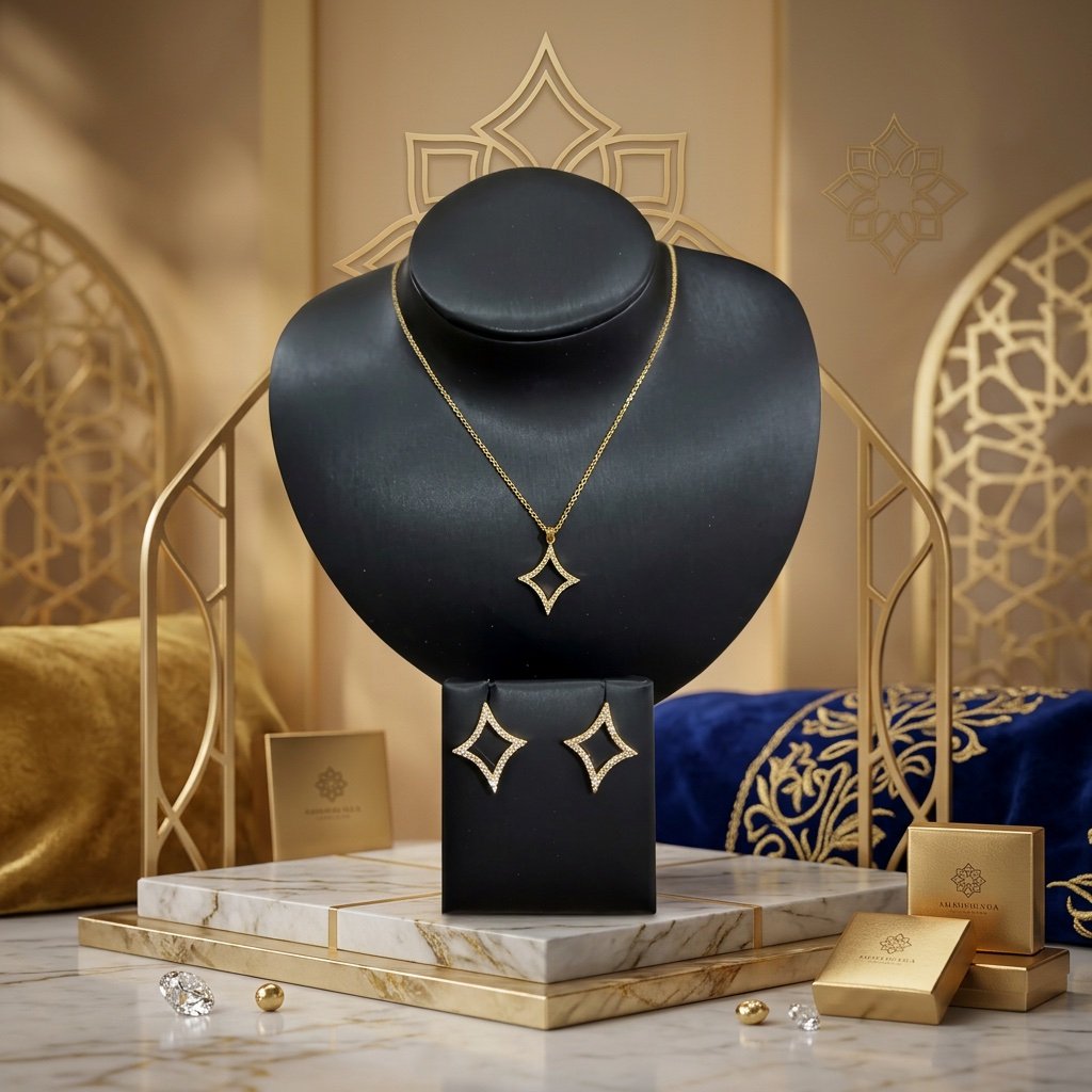 سلسال وحلق ذهبي SS015 - صورة 1