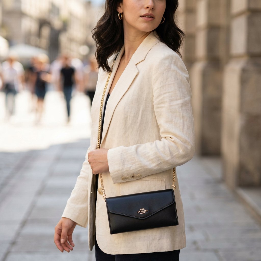 شنطة كتف أسود سادة ميني COA - صورة 2