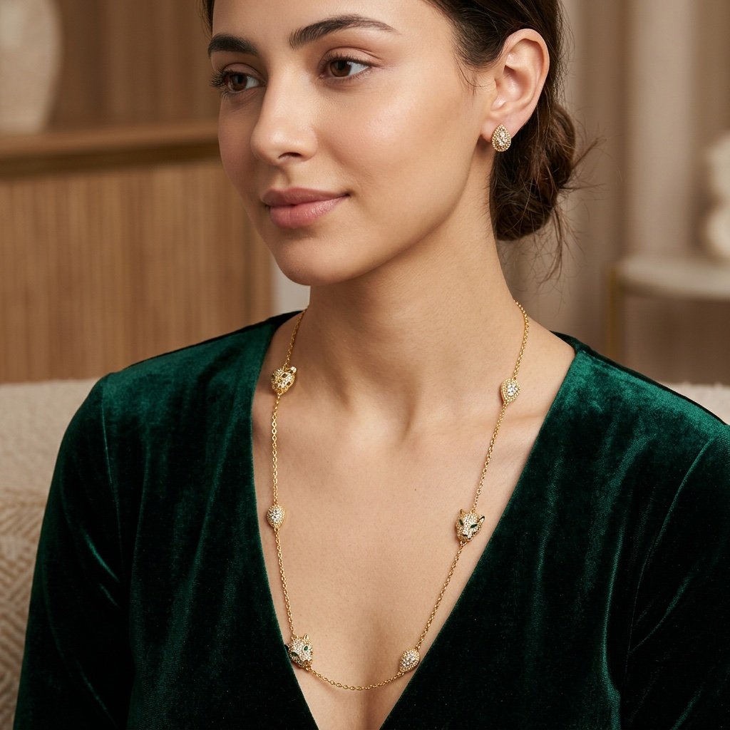 وشاح وحلق ذهبي WS004 - صورة 1