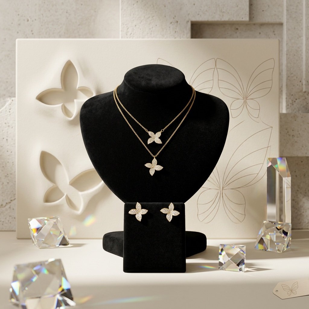 سلسال وحلق ذهبي SS011 - صورة 1