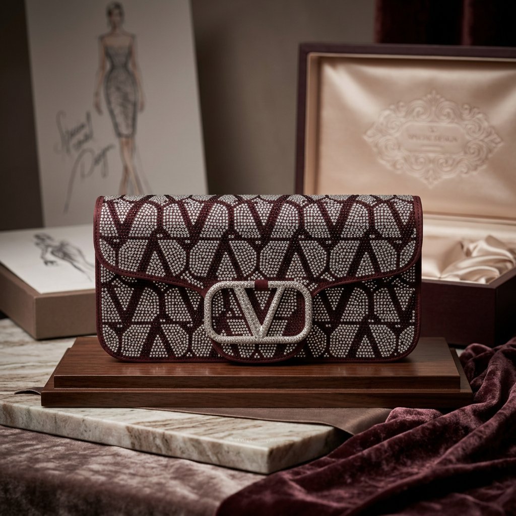 شنطة يد كبيرة سهرة عنابي VAL - صورة 1