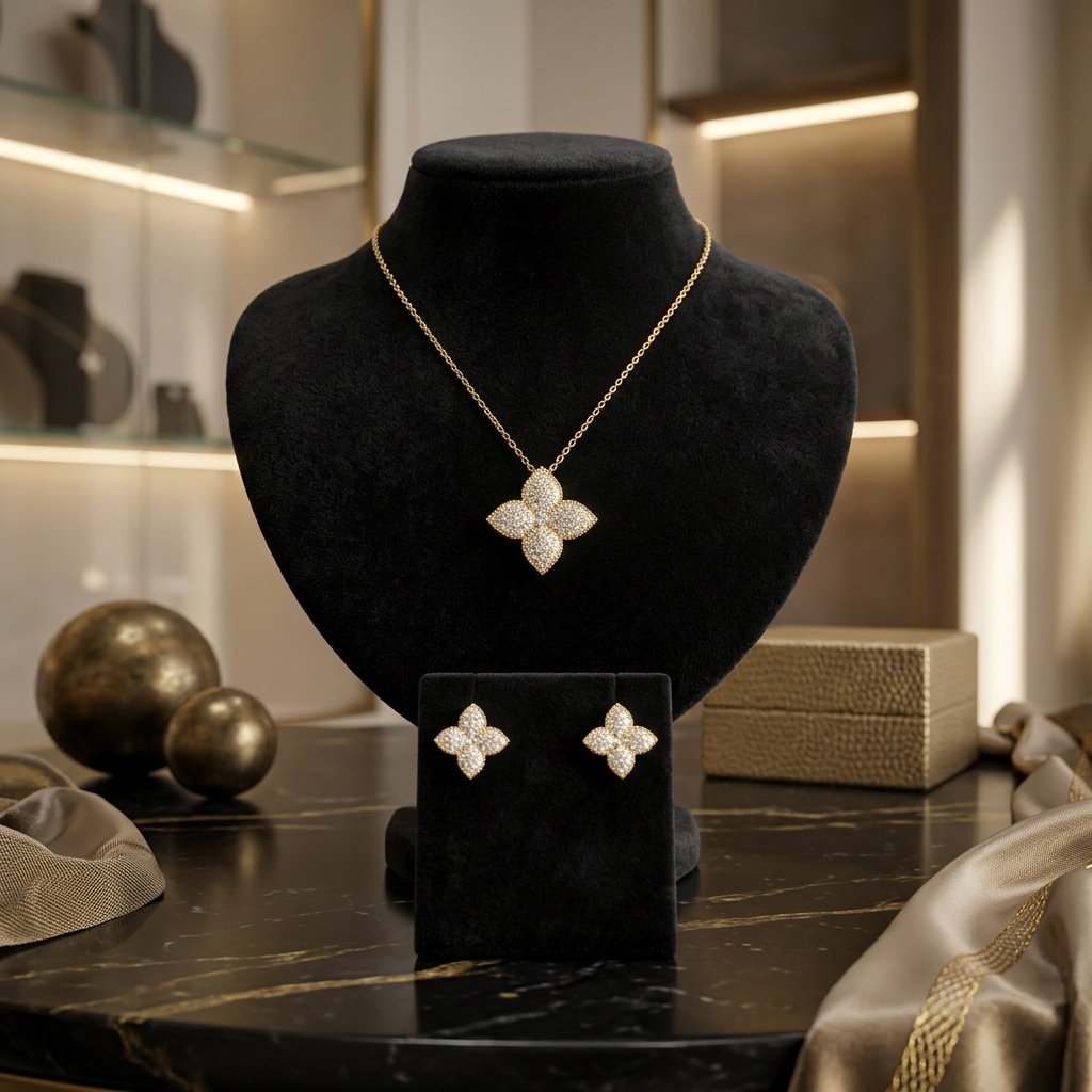سلسال وحلق ذهبي SS013 - صورة 1