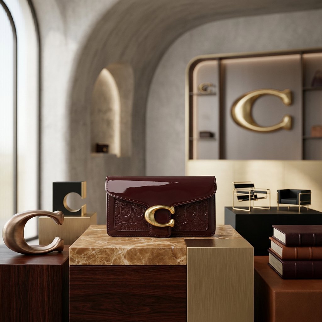 شنطة كتف عنابي لامع COAC - صورة 2