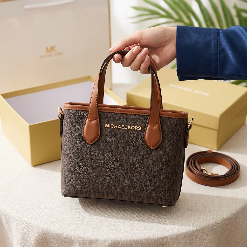 شنطة يد وسط بني MK - صورة 2