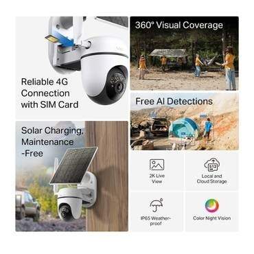 كاميرا ذكية بالطاقة الشمسية (4G) | Tapo C615G Solar-Powered Camera - صورة 2