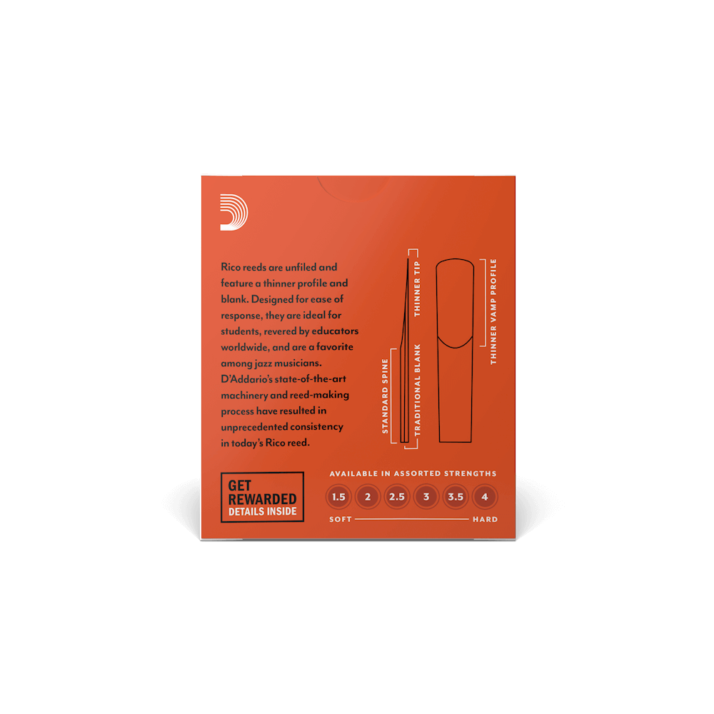 Rico by D'Addario Bb Clarinet Reeds, Strength 1.5 - Image 3