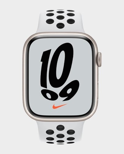 Apple Watch Nike Series 7 MKL43 45mm GPS PLUS Cellular Starlight Aluminum Case with Pure Platinum Bl No.926E - Image 1