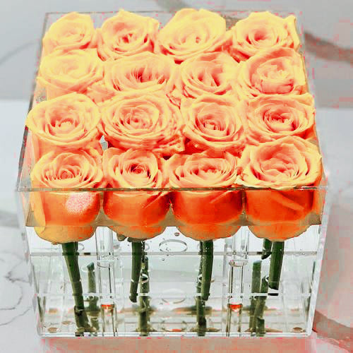 Flowers box in orange 16pcs Rose - Image 1