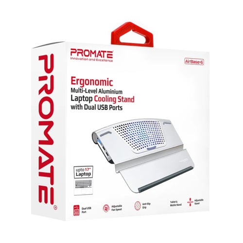 Ergonomic Multi-Level Aluminium Laptop Cooling Stand with Dual USB Ports No.705E - Image 1