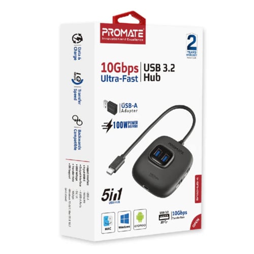 Promate Ultra Fast USB 3.2 5in1 USB Hub No.608E - Image 1