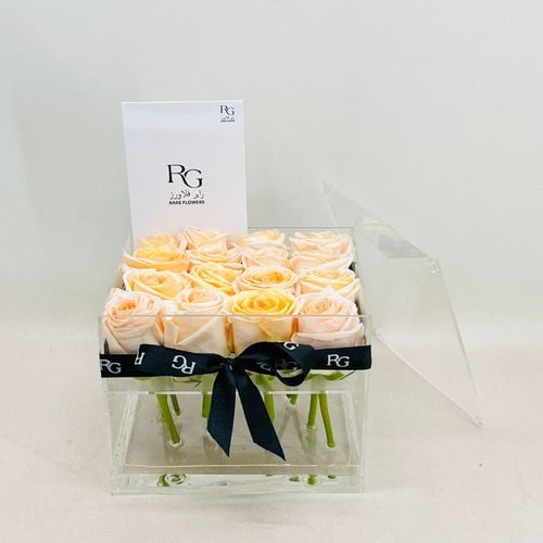 Peach color 16pcs of rose acrylic box - Image 1