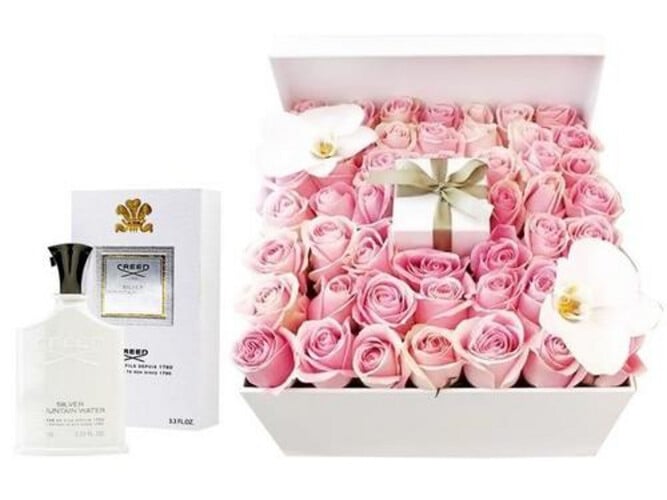 Roses Box With Creed Silver Mountain Water Perfume for Men EDP 100ml - Image 1