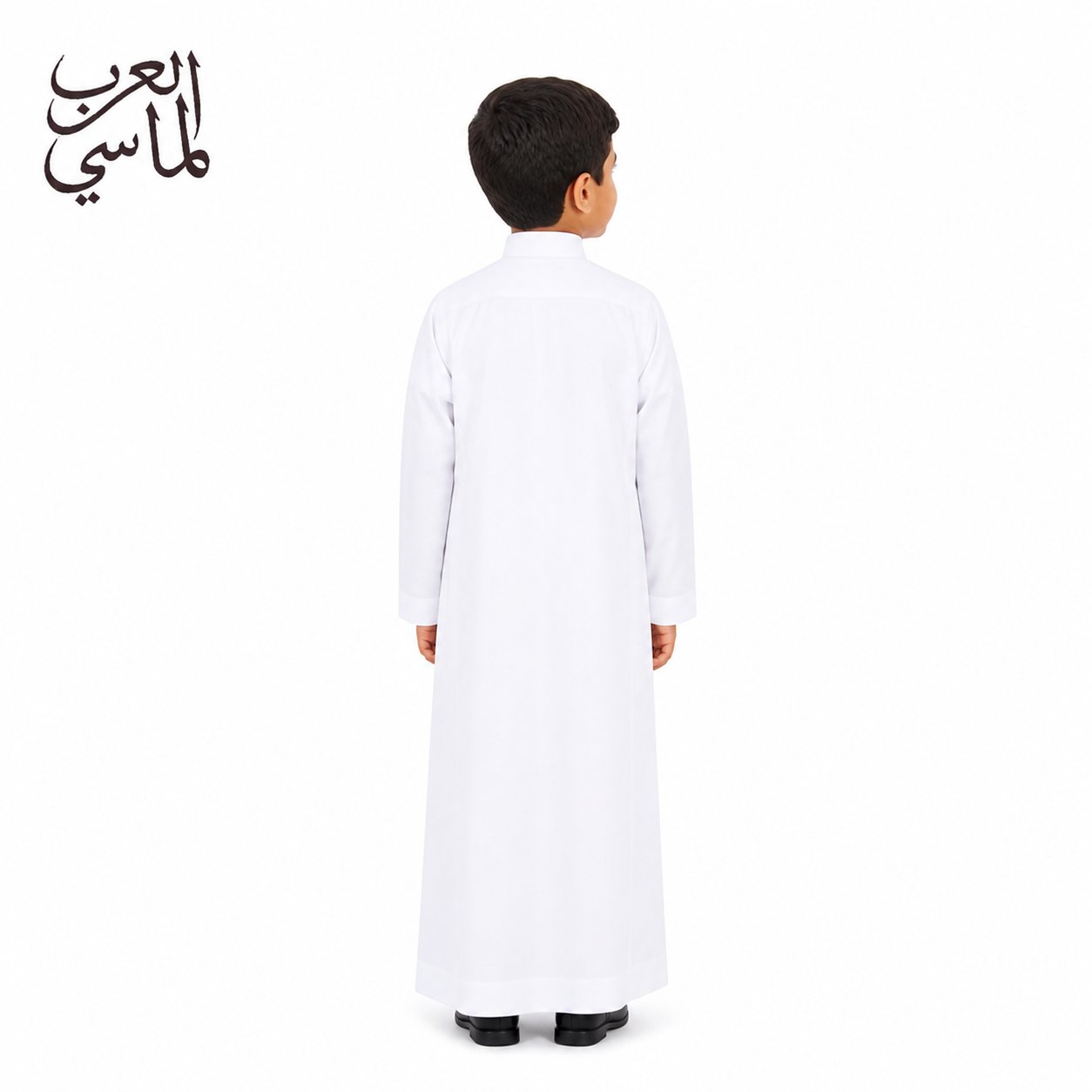 ثوب العرب ولادي أبيض - قلاب سادة وسحاب مخفي (قماش فاخر) - صورة 5