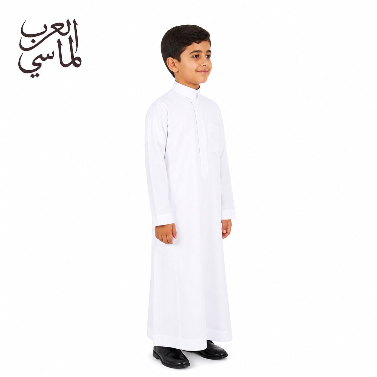 ثوب العرب ولادي أبيض - قلاب سادة وسحاب مخفي (قماش فاخر) - صورة 4
