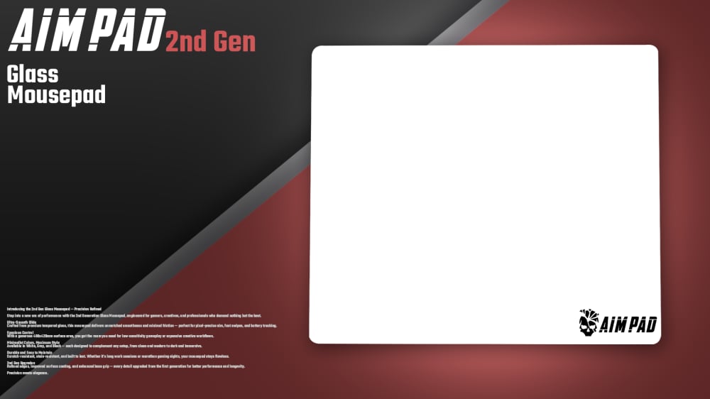 Mousepad Glass 2.0 - White-  490x420 MM - صورة 1
