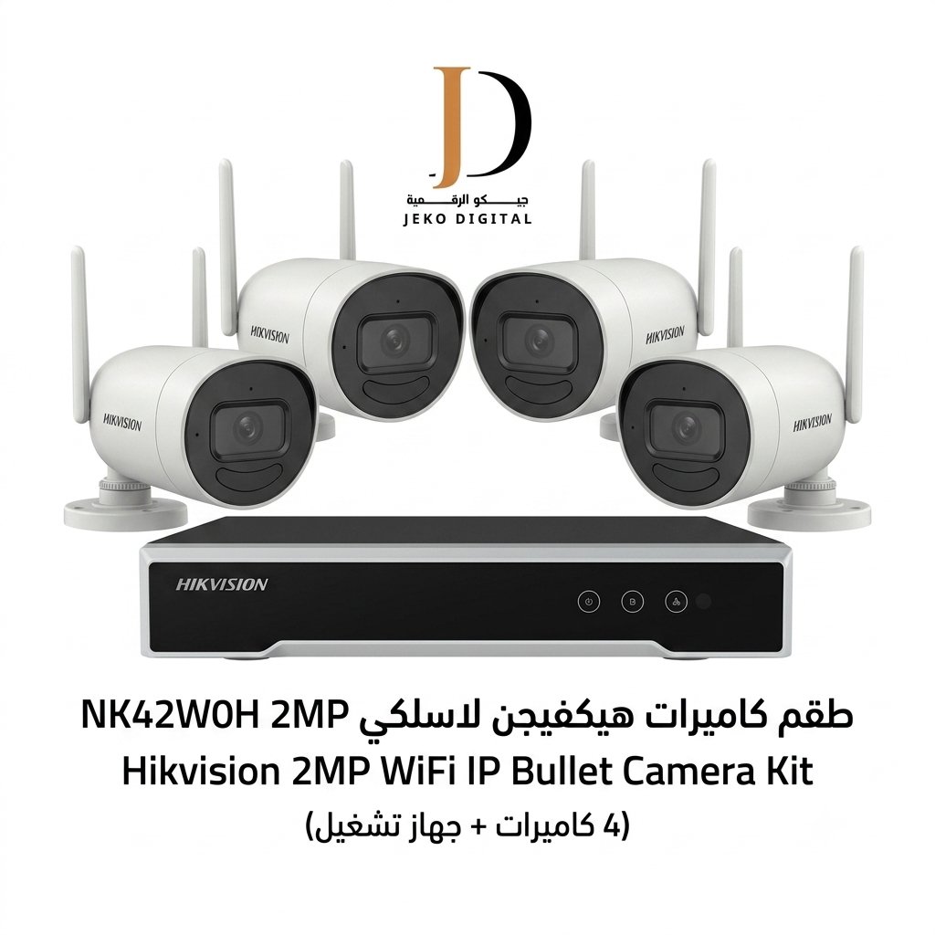 طقم كاميرات مراقبة لاسلكية هيكفيجن (4 كاميرات + جهاز تشغيل) بدقة 2 ميجابكسل | NK42W0H WiFi Kit - Image 1