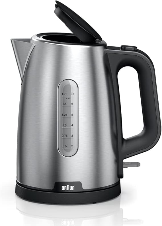 Braun Purshine Water Kettle, 2200 Watts, 1.7L Capacity, Stainless Steel/Black Â€“ Wk 1500 - صورة 1