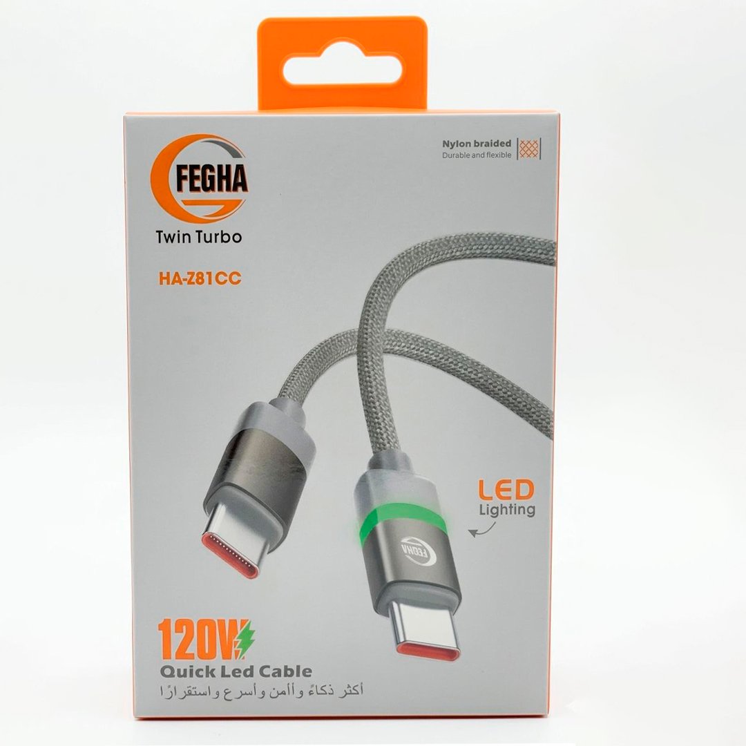 كيبل Type-C شحن سريع 120W بإضاءة LED  - صورة 2