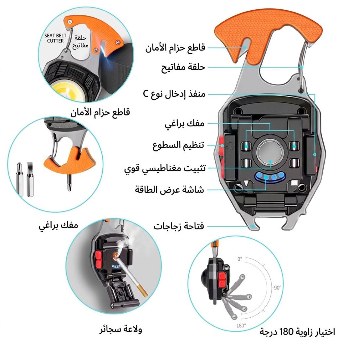 أداة طوارئ متعددة (كشاف + قاطع + ولاعة) - صورة 2