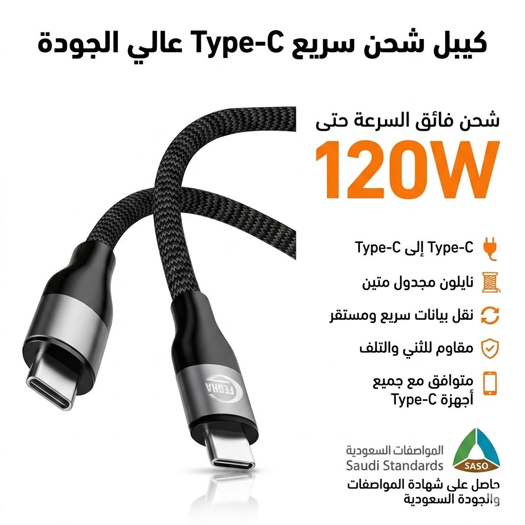 كبيل 120W Type-C - صورة 1
