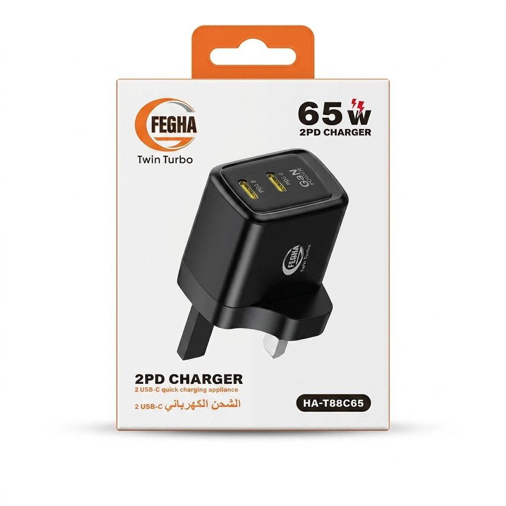 شاحن سريع 65W بمنفذين Type-C - صورة 2