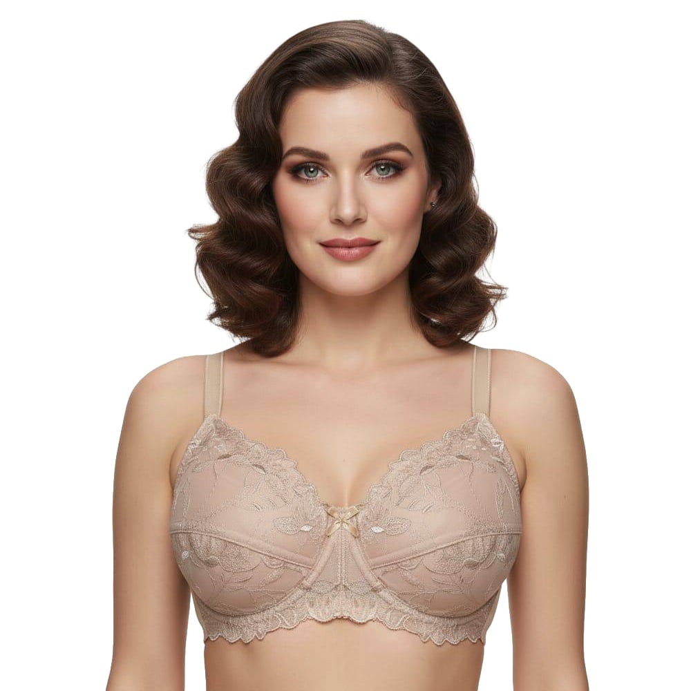 Embroidered Bra with Underwire Support - Cup B - Image 3