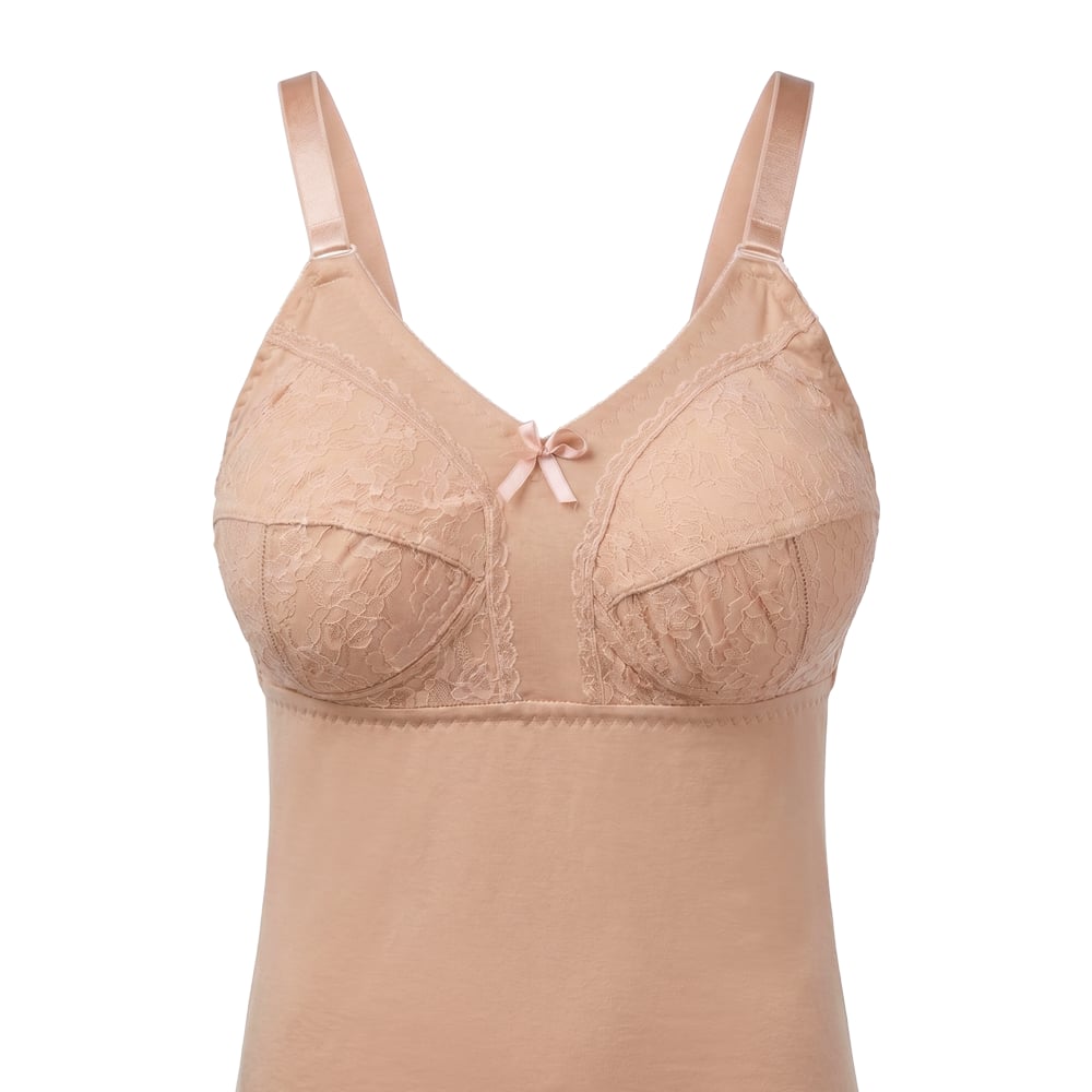 L955 Long Cotton Slip - with Built-in Adjustable Bra - Image 5
