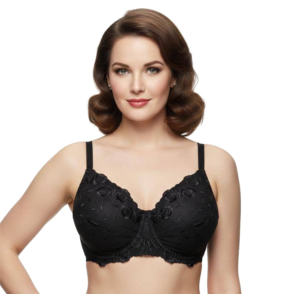 Embroidered Bra with Underwire Support - Cup B - Image 5