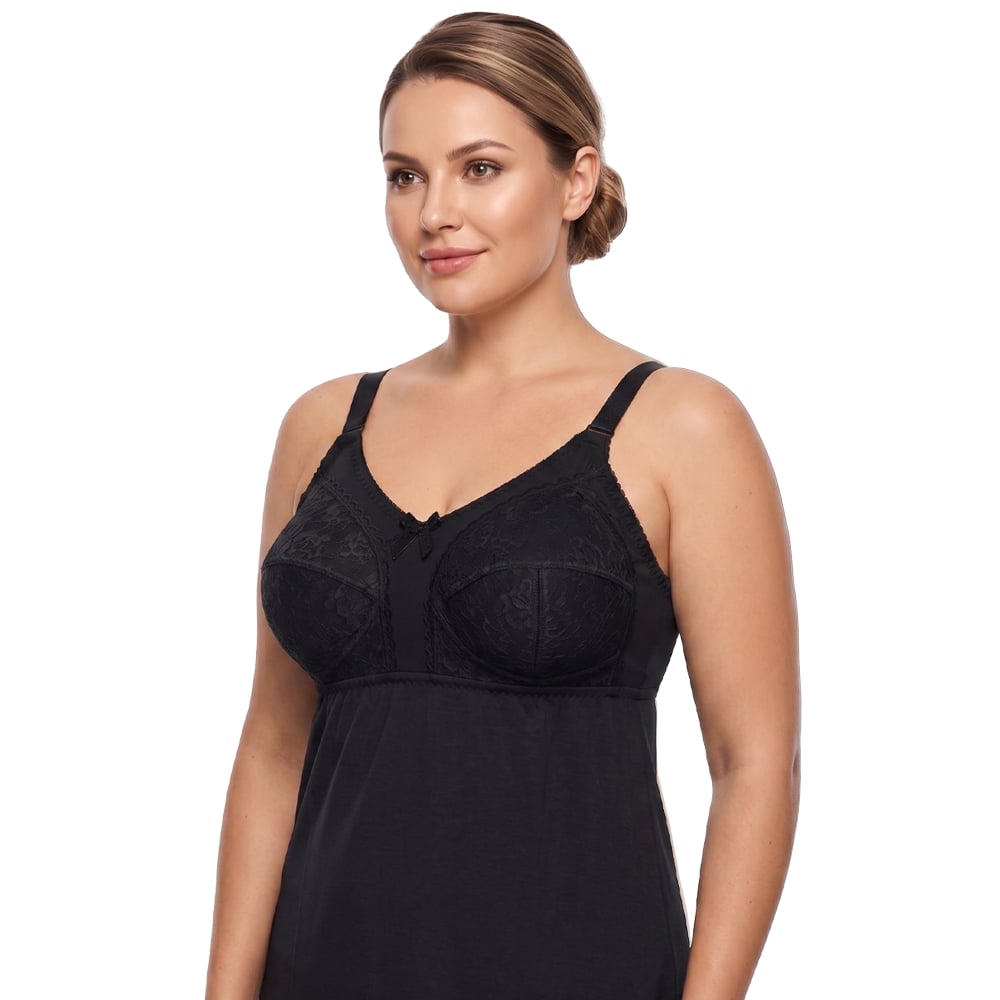 L955 Long Cotton Slip - with Built-in Adjustable Bra - Image 13