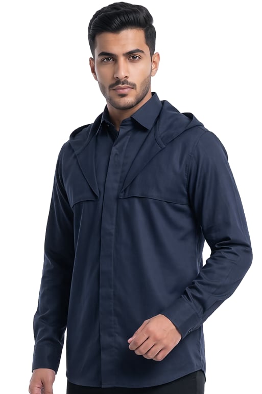 قميص رجالي بقبعة – كحلي S50 - صورة 1