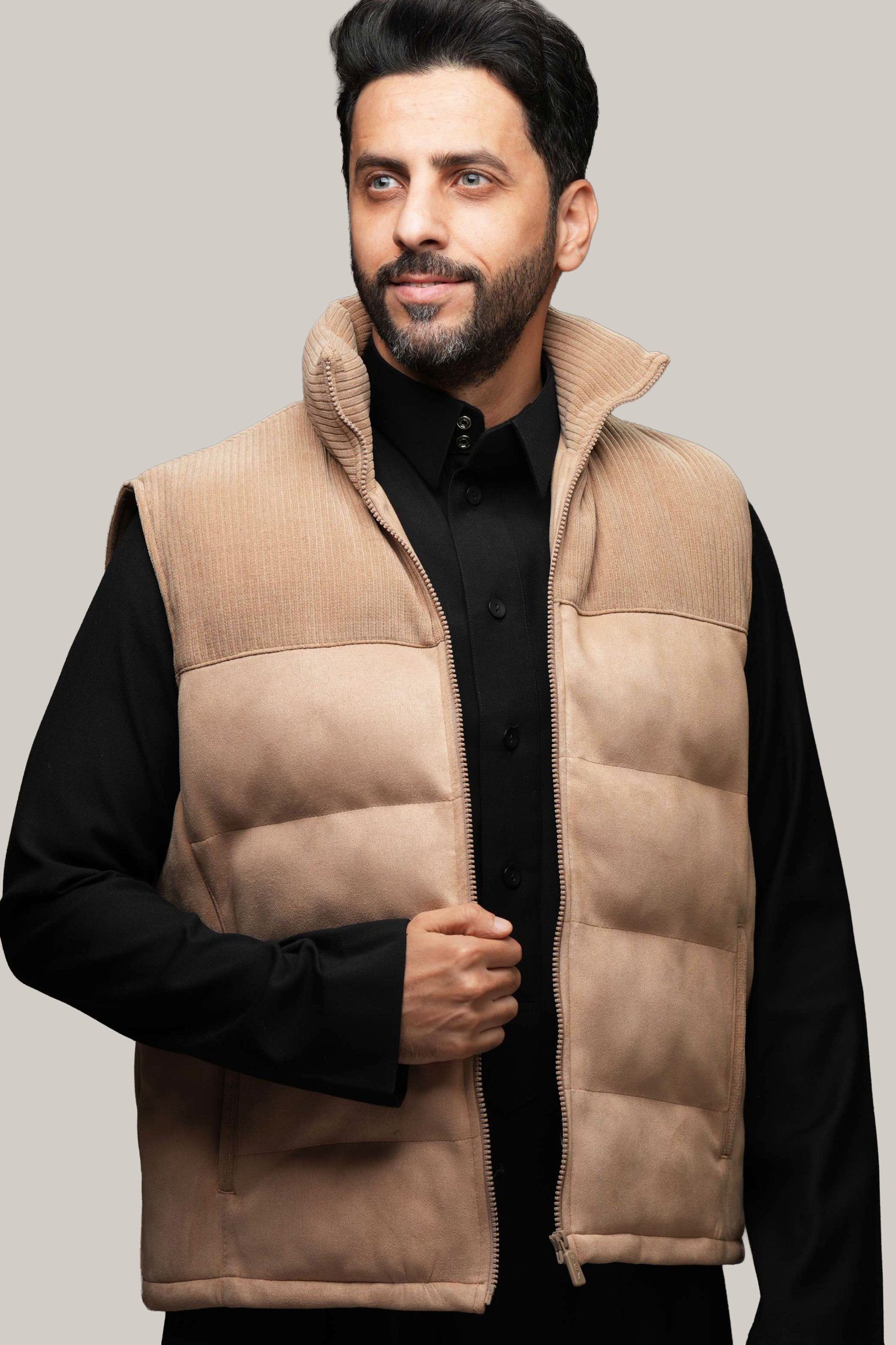 سديرية ويندبروف جوخ + شاموا بلون بيج W118 - صورة 1
