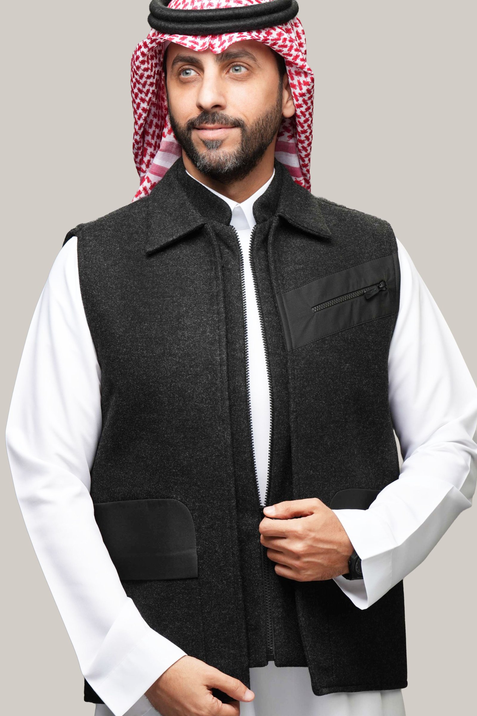 سديرية جوخ بلون أسود W110 - صورة 2