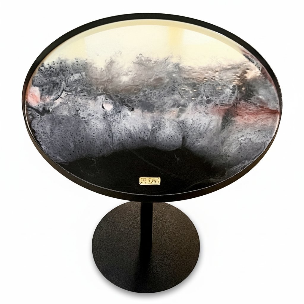 Cream/ Black Steel Side table - Image 4