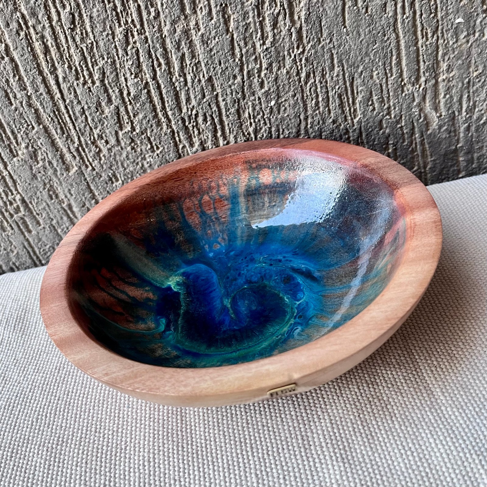 Blue| Green Wood Bowl - Image 5