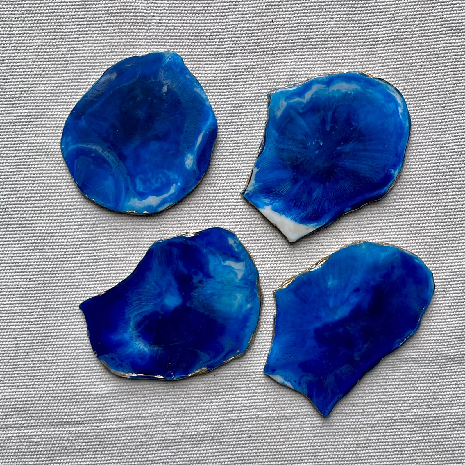Blue Agate Coasters With Gold Edges - صورة 3