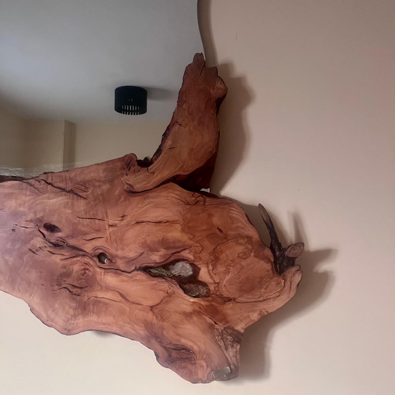 Olive Wood/ Floral Mirror - صورة 3