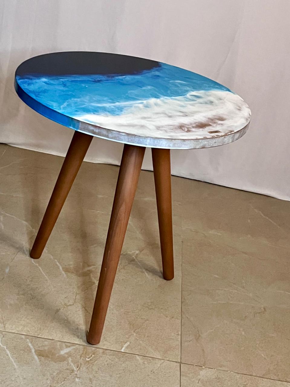 Round SeaScape Wooden Table - Image 1