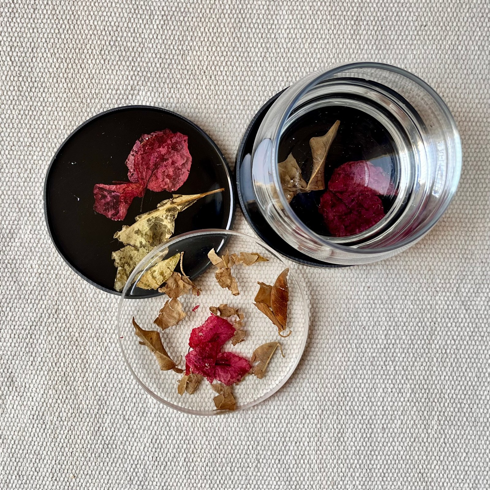 Fuchsia/Black Floral Coasters - صورة 7