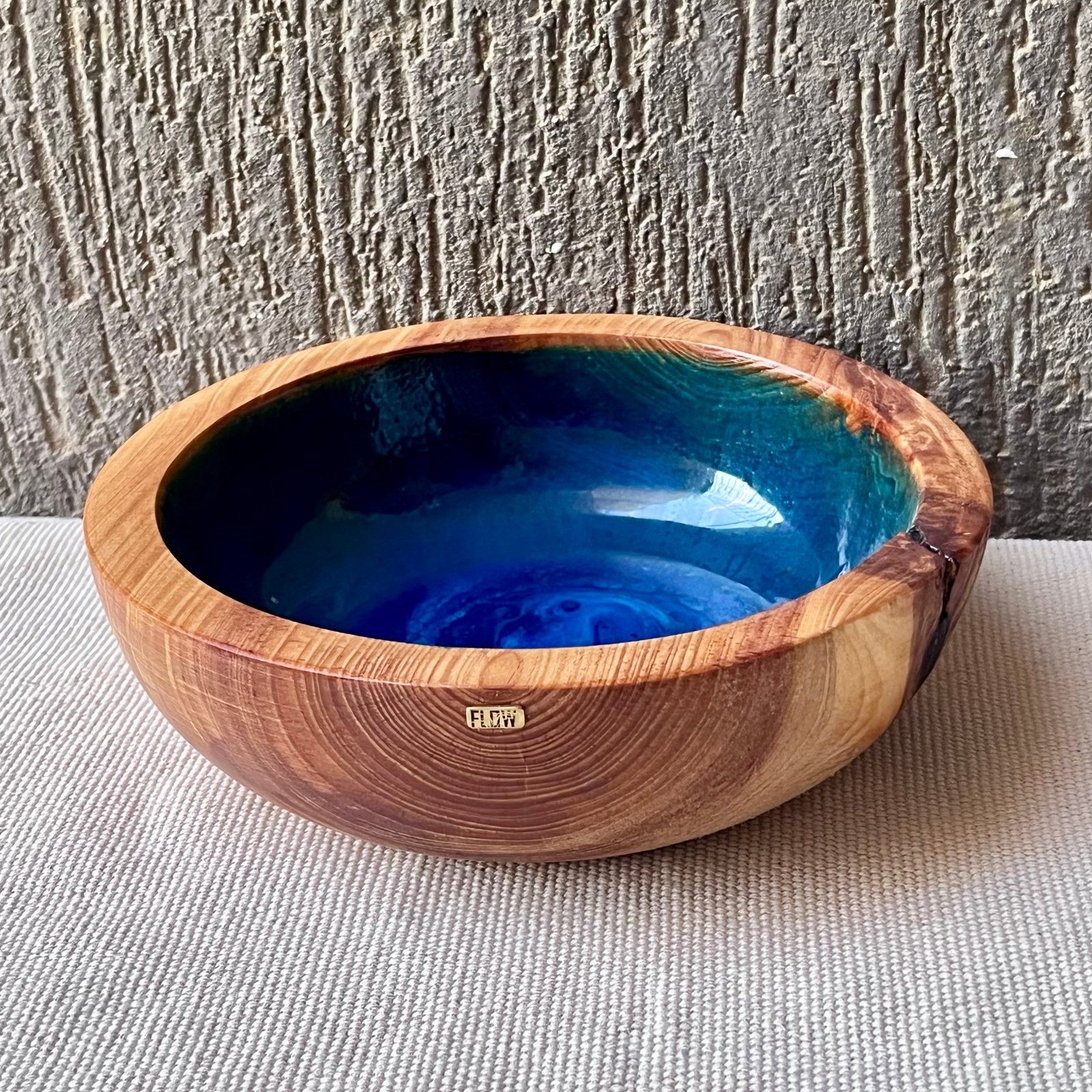 Blue| Green Wood Bowl - صورة 9