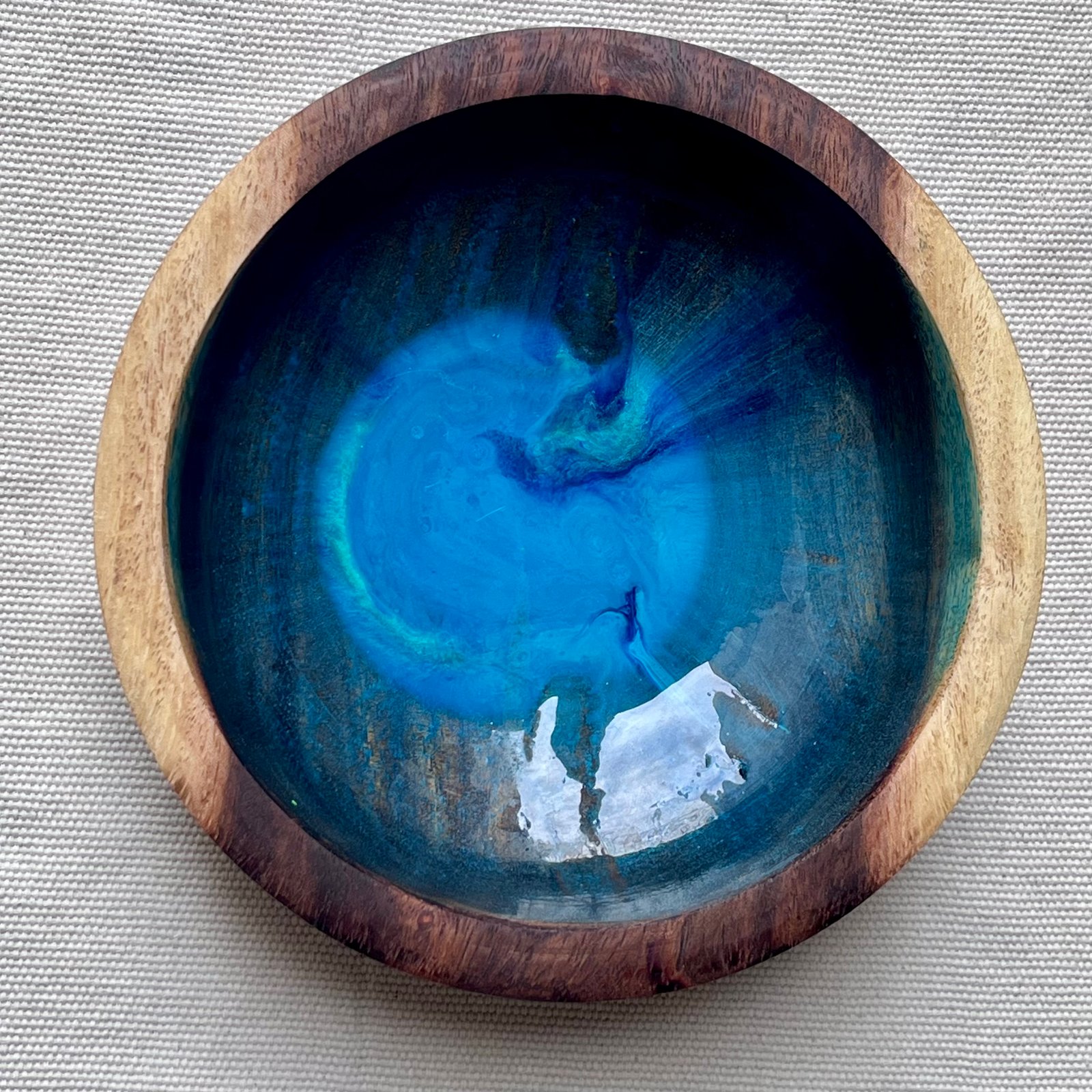 Turquoise Wooden Bowl - صورة 7