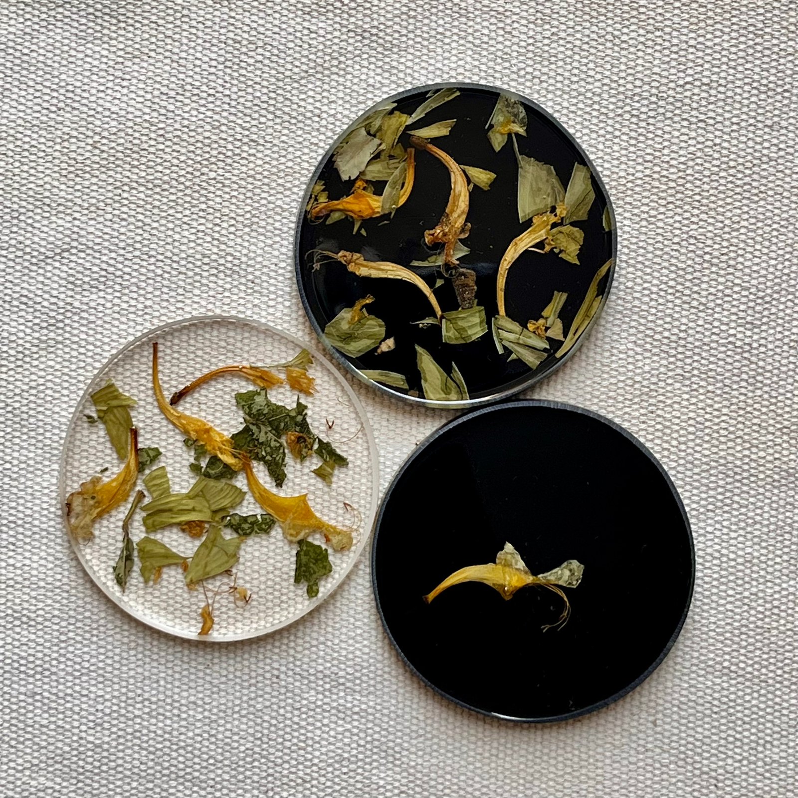 Yellow/Black Floral Coasters - Image 7