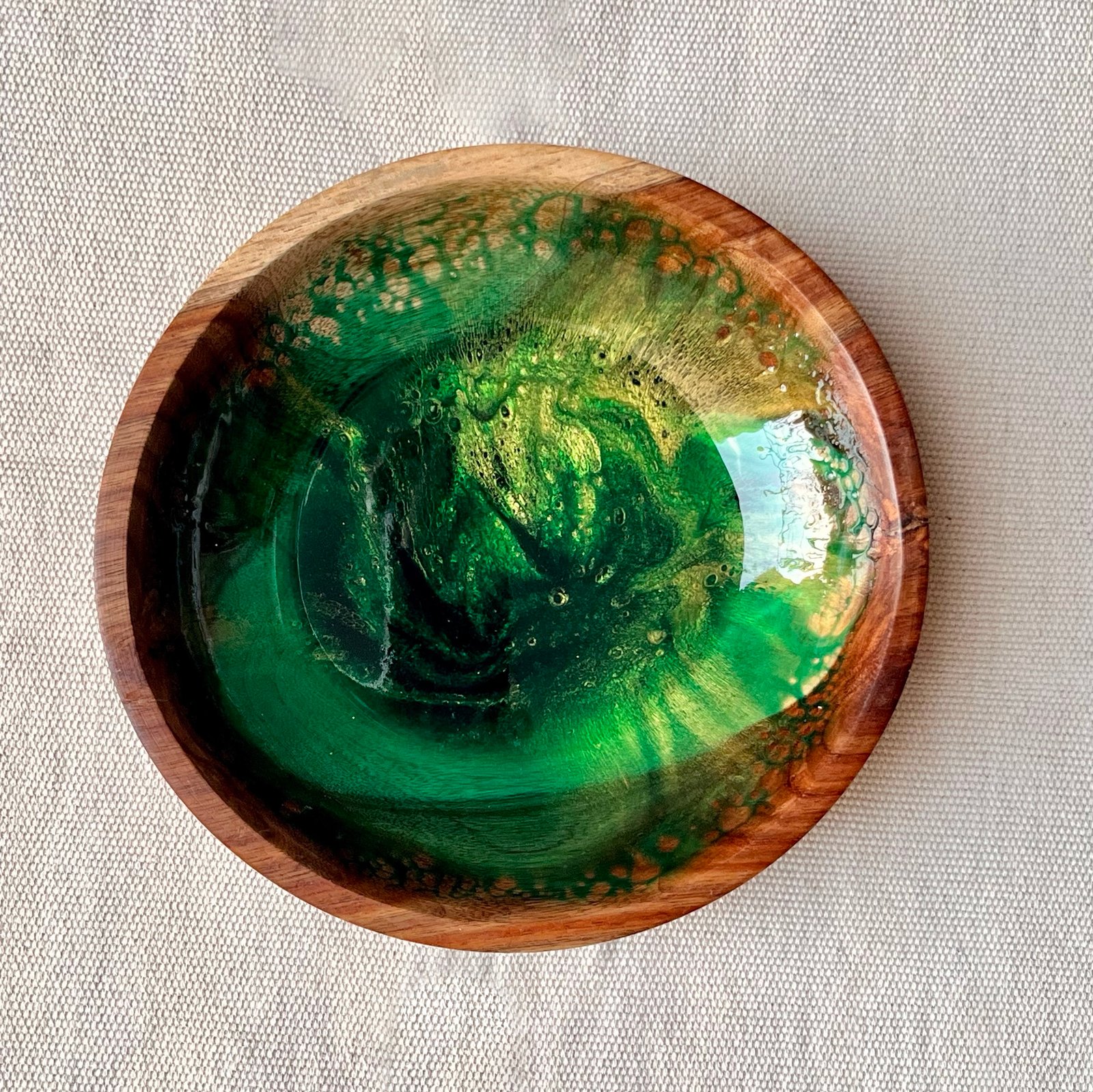 Green| Gold Wooden Bowl - Image 6