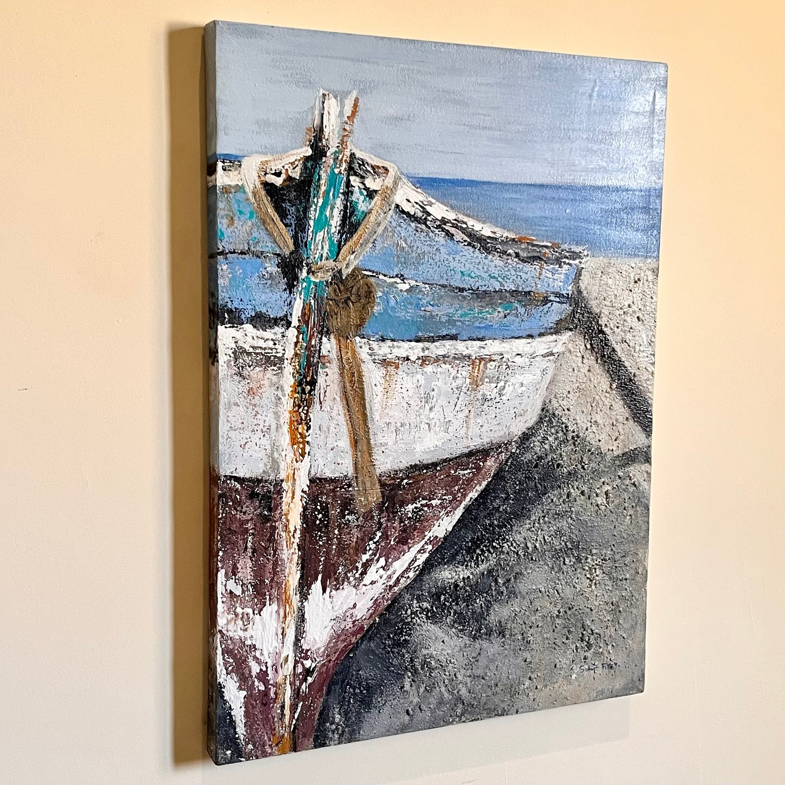 Wooden fishing boat painting  - صورة 8