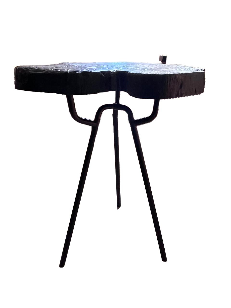 Black Tree Log Side Table - Image 3