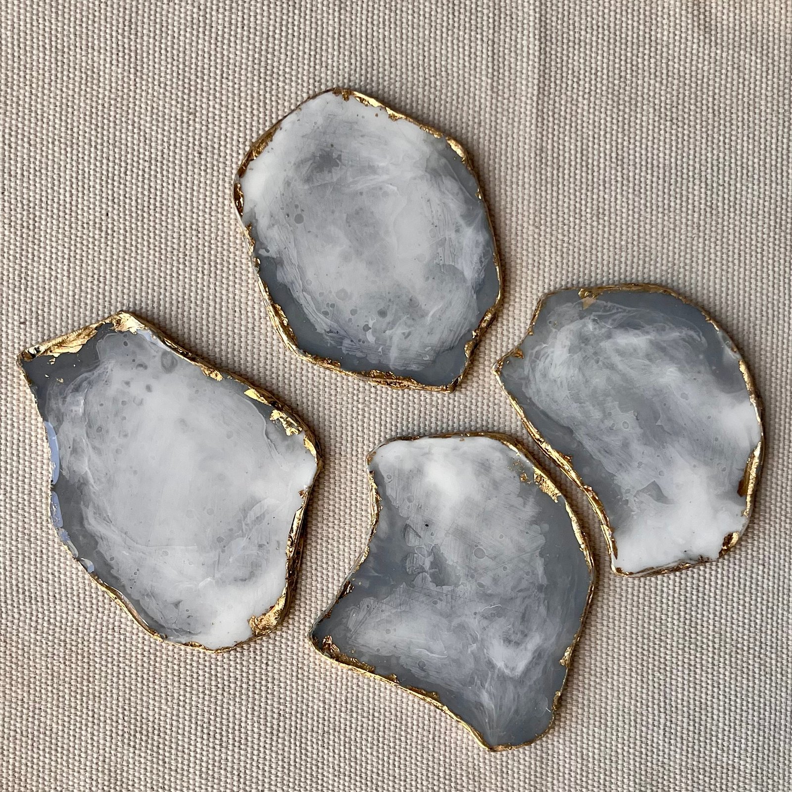 Grey / White agate coasters With Gold Edges - Image 10