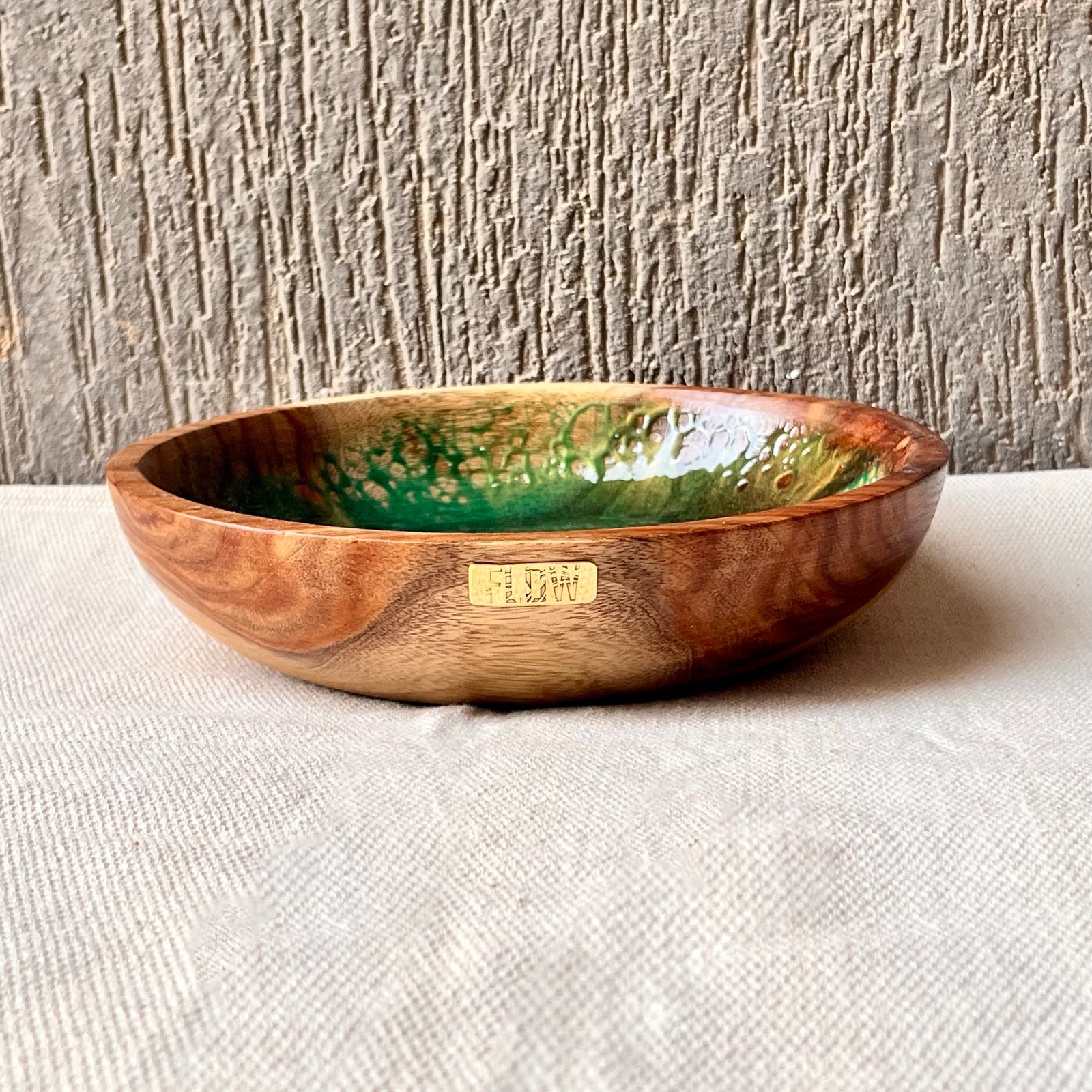 Green| Gold Wooden Bowl - Image 5